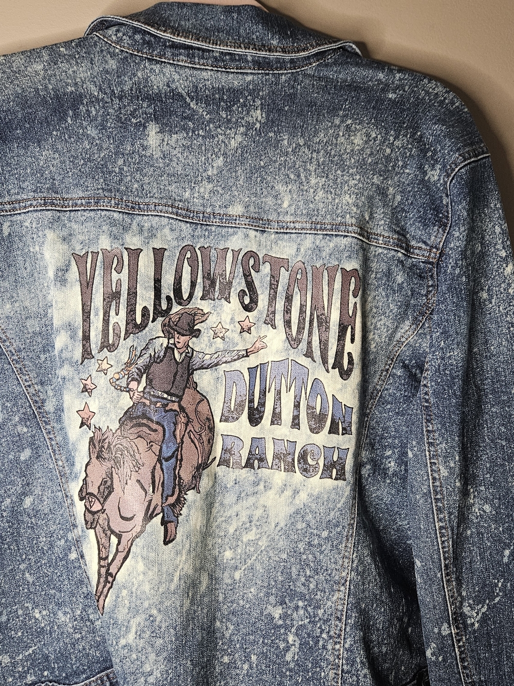Upcyle Acid Wash Denim Jacket Yellowstone Dutton Ranch One Of A Kind Size XXL - Picture 5 of 5